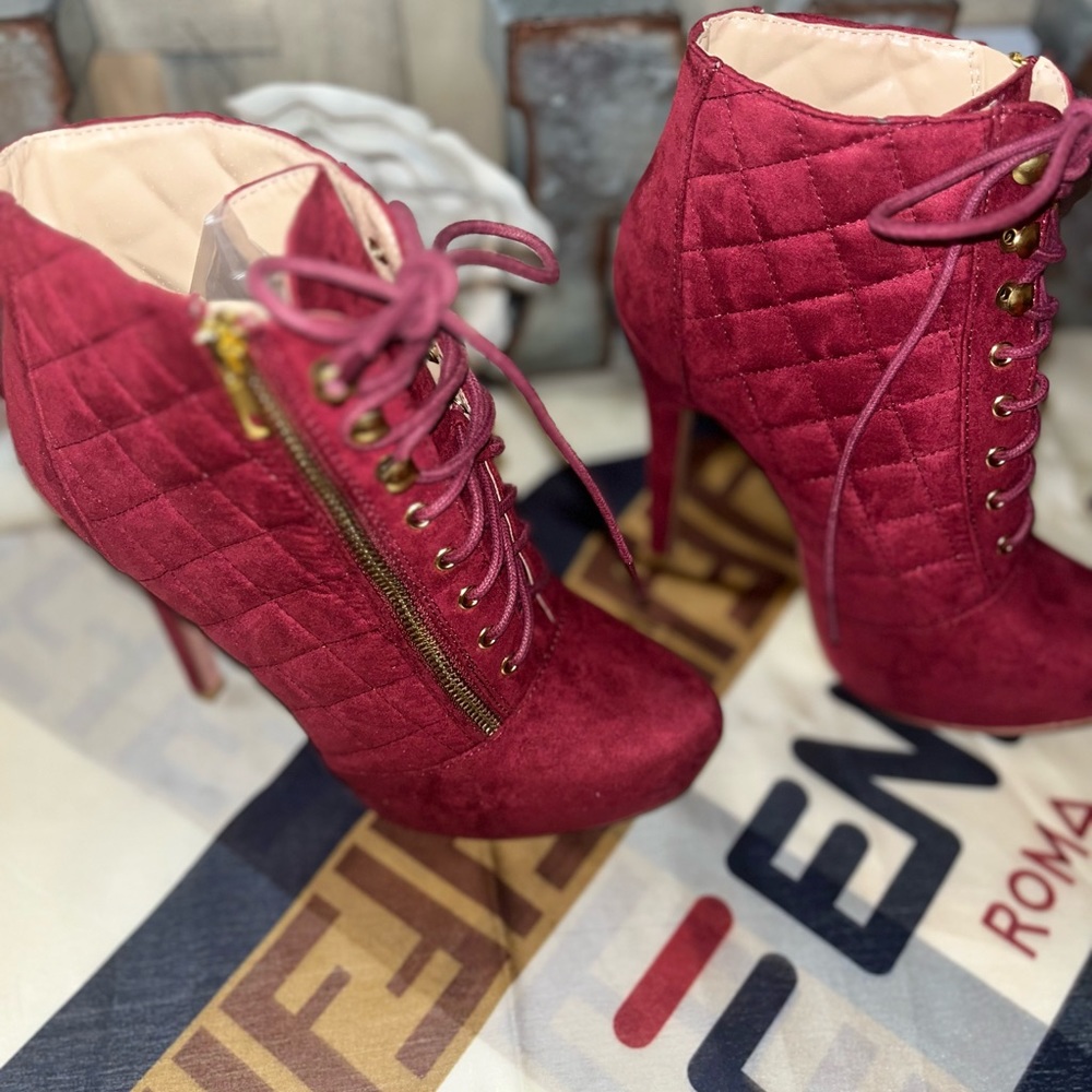 Burgundy booties